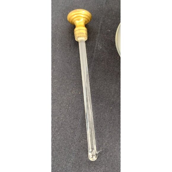 Art Deco Perfume Bottle Glass Applicator Brass Hand Painted 5" Vintage - Picture 8 of 10